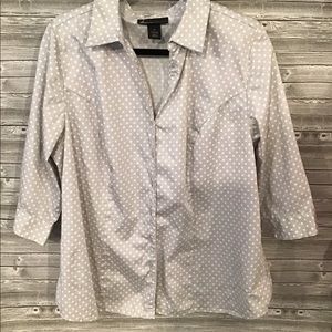 Lane Bryant grey / white dots vneck blouse size 20